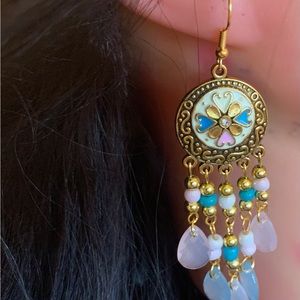 Long Ethnic tassels drop earring,